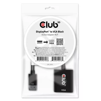   Club 3D Átalakító - CAC-2013 (DisplayPort 1.1a to VGA, fekete, aktív, WUXGA 1920x1200 @60Hz)