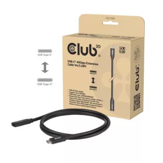  Club 3D Kábel - CAC-2502 (USB-C to USB-C, M/F, 40Gbps, 8K60Hz, 240W, DP 1.4 Alternate Mode, 1m)