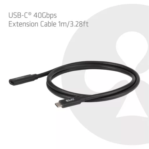 Club 3D Kábel - CAC-2502 (USB-C to USB-C, M/F, 40Gbps, 8K60Hz, 240W, DP 1.4 Alternate Mode, 1m)