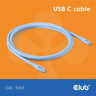   Club 3D Kábel - CAC-3003 (USB-C, PD 240W, 20Gbps, 4K60Hz, kék, M/M, 2m)