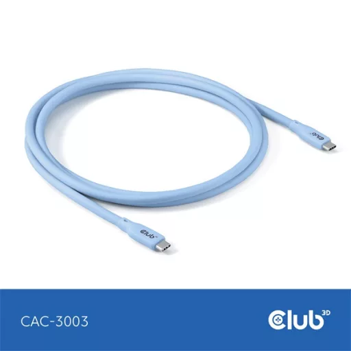 Club 3D Kábel - CAC-3003 (USB-C, PD 240W, 20Gbps, 4K60Hz, kék, M/M, 2m)