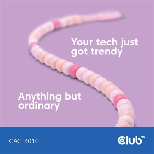 Club 3D Kábel - CAC-3010 (USB-C, PD 240W, 20Gbps, 4K60Hz, pink, M/M, 2m)