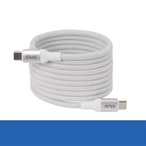 Club 3D Kábel - CAC-3032 (USB-C, Mágneses, PD3.1, 240W, 20Gbps, fehér, M/M, 2m)