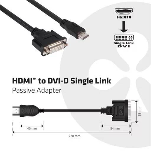 Club 3D Átalakító - CAC-HMD>DFD (HDMI MALE to DVI-D FEMALE, passzív, digitális jelekhez, nincs analóg)
