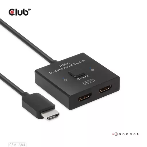 Club 3D Switch - CSV-1384 (HDMI 2-az-1-ben, Kétirányú, 8K60Hz/4K120Hz, HDR, HDMI 2.1)