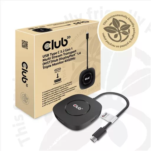 Club 3D MST Hub - CSV-1550 (3.2 USB-C Gen 1 to 3x Displayport, Alternate Mode, 4K60Hz, HDR)