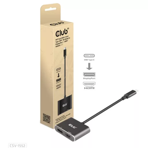 Club 3D USB Hub - CSV-1552 (3.2 USB-C Gen 1 to DisplayPort, HDMI, 4k60Hz)