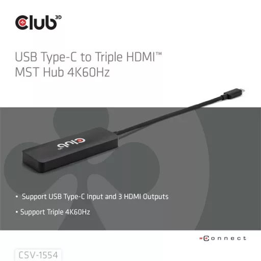 Club 3D USB Hub - CSV-1554 (3.2 USB-C to 3xHDMI, 4k60Hz)