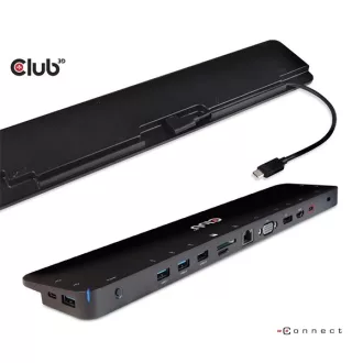   Club 3D Notebook Dokkoló - CSV-1565 (100W, USB-C to 5xUSB-A Gen 1, 2x USB-A 2.0, HDMI, DP,VGA, RJ45, Micro SD, 3,5 Jack)