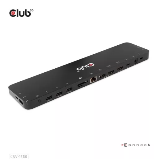 Club 3D Notebook Dokkoló - CSV-1566 (120W, USB-C to 5x USB-A Gen 1, USB-C  Gen 1, 2xHDMI, DP, RJ45, SD.TF. 3,5 Jack, DC)