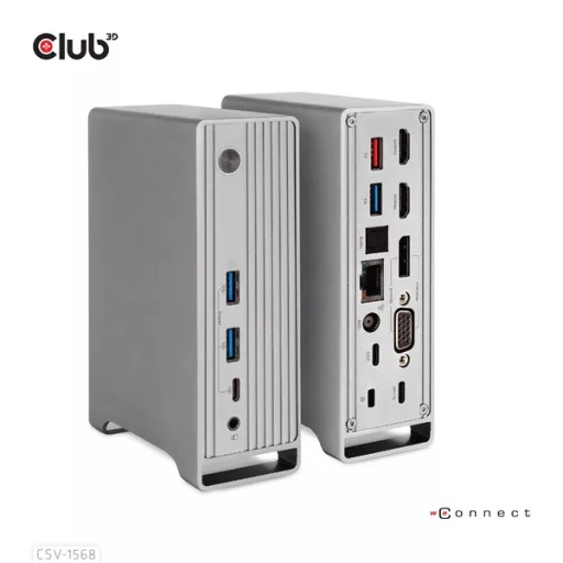 Club 3D Notebook Dokkoló - CSV-1568 (120W, Gen 2 USB-C to 4x USB-A, USB-C Gen 2, 2xHDMI, DP, VGA, RJ45, DC)