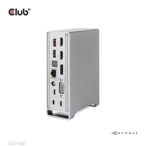 Club 3D Notebook Dokkoló - CSV-1568 (120W, Gen 2 USB-C to 4x USB-A, USB-C Gen 2, 2xHDMI, DP, VGA, RJ45, DC)