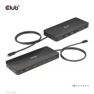   Club 3D Notebook Dokkoló - CSV-1581 (140W, Thunderbolt 4 to 3xThunderbolt 4, 3xUSB-A, SD, TF, RJ45, 3,5 Jack, DC)
