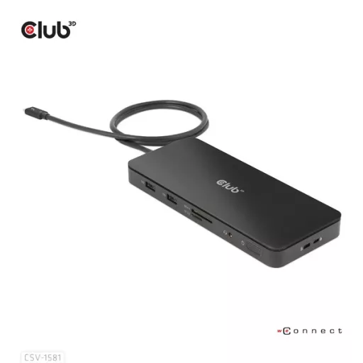 Club 3D Notebook Dokkoló - CSV-1581 (140W, Thunderbolt 4 to 3xThunderbolt 4, 3xUSB-A, SD, TF, RJ45, 3,5 Jack, DC)