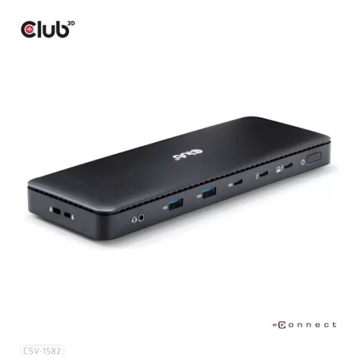 Club 3D Notebook Dokkoló - CSV-1582 (140W, Thunderbolt 4, DP, 2xHDMI, USB-C, 4xUSB-A, SD, TF, RJ45, 3,5 Jack, DC)