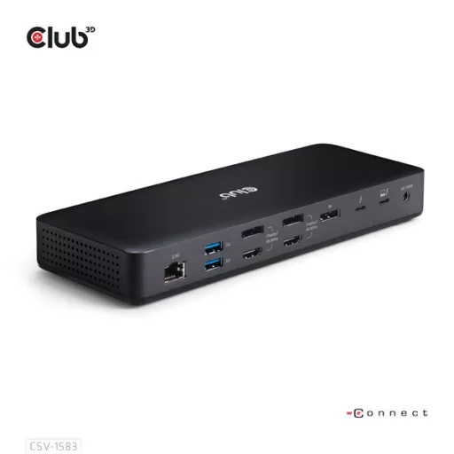 Club 3D Notebook Dokkoló - CSV-1583 (140W, 2xThunderbolt 4, 3xDP, 2xHDMI, USB-C, 3xUSB-A, SD, TF, RJ45, 3,5 Jack, DC)