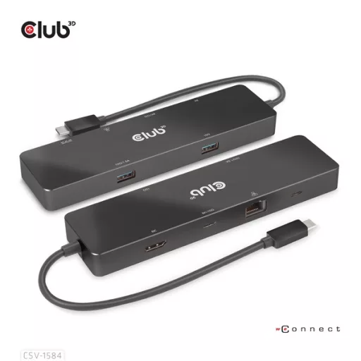 Club 3D USB Hub - CSV-1584 (3.2 USB-C Gen 2 to USB-C, 2xUSB-A, USB-C 100W PD, HDMI, RJ45, 8K60hz)