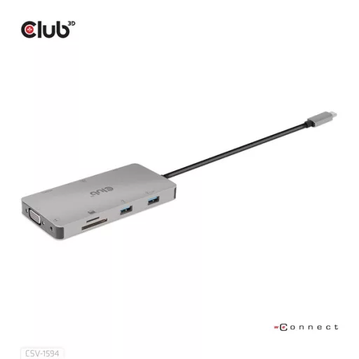 Club 3D USB Hub - CSV-1594 (3.1 USB-C Gen 1 to HDMI, 2xUSB-A Gen 1, USB-C Gen 1, VGA, SD, Micro SD 3.0, RJ45, 3,5 Jack)