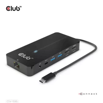  Club 3D USB Hub - CSV-1595 (USB-C Gen 1 to 2xHDMI, 2xUSB-A Gen 1, USB-C Gen 1 100W PD 3.0, RJ45, 3,5 Jack, 4k60Hz)
