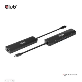   Club 3D USB Hub - CSV-1596 (USB-C to 2xHDMI, 2xUSB-A, USB-C PD, RJ45, 4k60Hz)