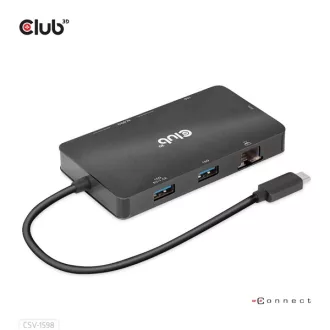   Club 3D USB Hub - CSV-1598 (USB-C Gen 2 to 2xDisplayPort, 2xUSB-A Gen 2, 2xUSB-C Gen 2, RJ45, 4k60Hz)