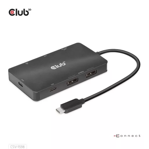 Club 3D USB Hub - CSV-1598 (USB-C Gen 2 to 2xDisplayPort, 2xUSB-A Gen 2, 2xUSB-C Gen 2, RJ45, 4k60Hz)
