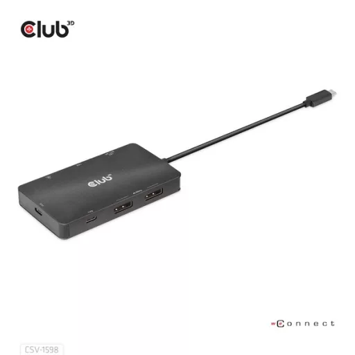 Club 3D USB Hub - CSV-1598 (USB-C Gen 2 to 2xDisplayPort, 2xUSB-A Gen 2, 2xUSB-C Gen 2, RJ45, 4k60Hz)