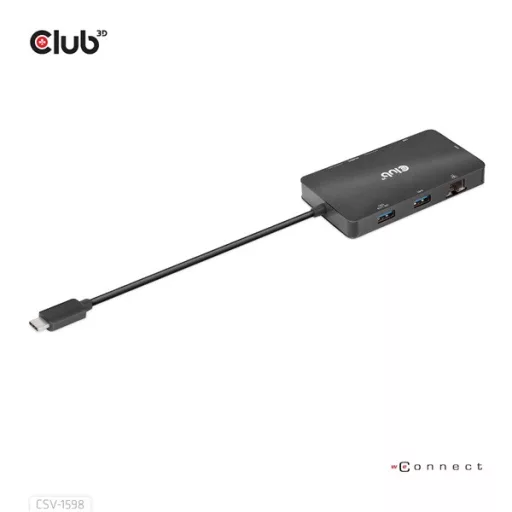 Club 3D USB Hub - CSV-1598 (USB-C Gen 2 to 2xDisplayPort, 2xUSB-A Gen 2, 2xUSB-C Gen 2, RJ45, 4k60Hz)