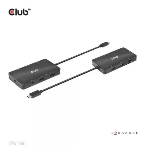 Club 3D USB Hub - CSV-1598 (USB-C Gen 2 to 2xDisplayPort, 2xUSB-A Gen 2, 2xUSB-C Gen 2, RJ45, 4k60Hz)