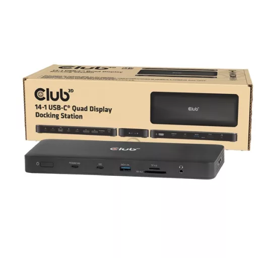 Club 3D Notebook Dokkoló - CSV-2540 (USB-C to 2xUSB-C, 2xUSB-A, 2xHDMI, 2xDP, RJ45, SD/MicroSD, 100W PD, 4K60hz)