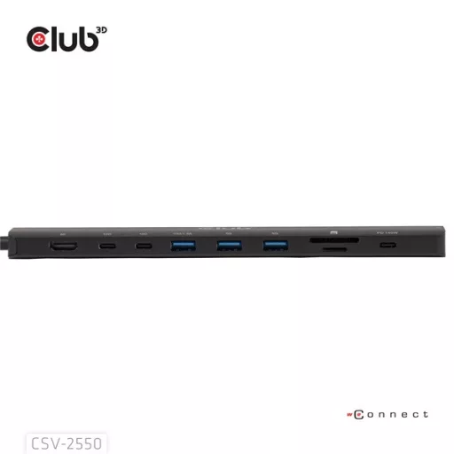 Club 3D USB Hub - CSV-2550 (USB-C to 3xUSB-C, 3xUSB-A, RJ45, SD/MicroSD, 140W PD, HDMI, 8K30hz)