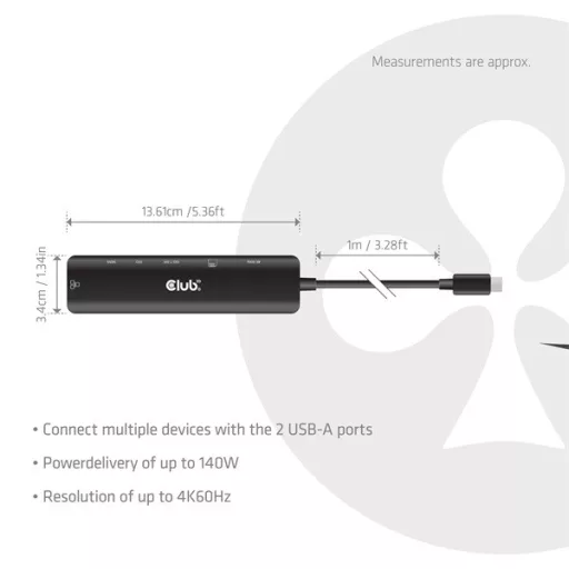 Club 3D Notebook Dokkoló - CSV-2555 (140W, USB-C to 4K60Hz HDMI, USB-C, RJ-45, 2x USB-A, MicroSD, SD)