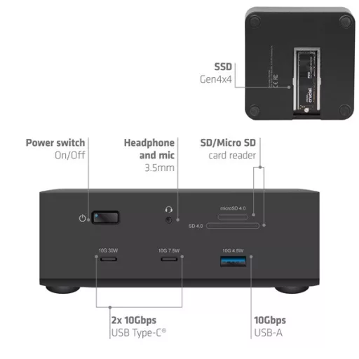 Club 3D Notebook Dokkoló - CSV-2562 (180W,Thunderbolt 5 to 2xHDMI, 2xUSB-C, 10Gbps, 2xUSB-A 5Gbps, 1x 10Gbps, 2.5G, M.2)