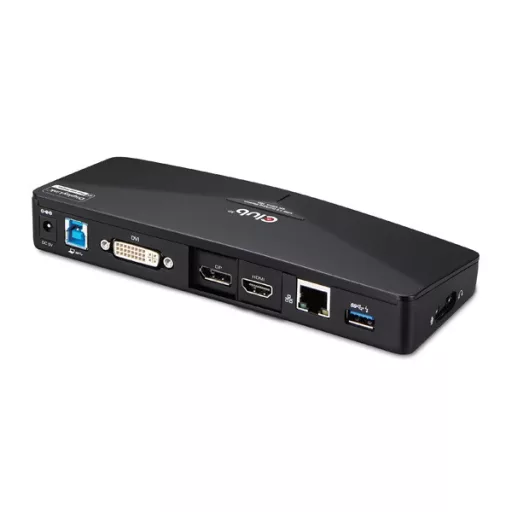 Club 3D Notebook Dokkoló - CSV-3103D (DUAL DISPLAY/4K, 3.2 USB-A to HDMI, DP, DVI-D, 3xUSB-A, RJ45, 3.5 Jack Audio +Mic)