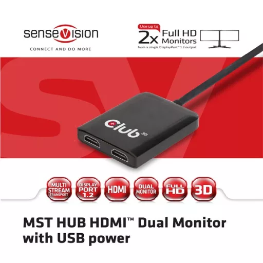 Club 3D MST Hub - CSV-6200H (DisplayPort 1.2 to HDMI 1.4, 4K30Hz)