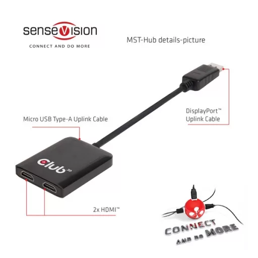 Club 3D MST Hub - CSV-6200H (DisplayPort 1.2 to HDMI 1.4, 4K30Hz)