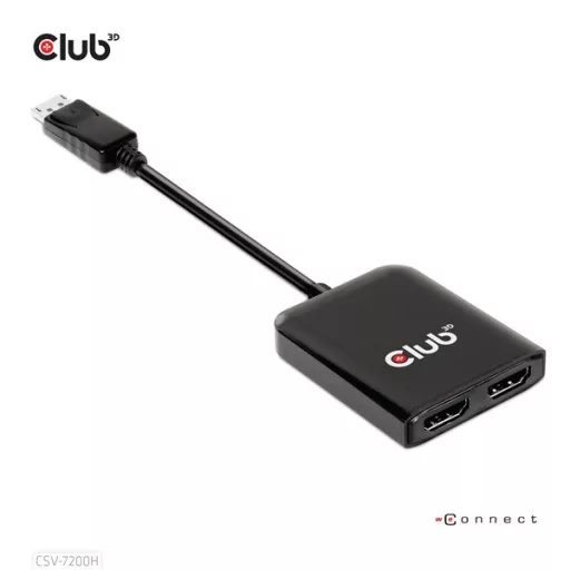 Club 3D USB Hub - CSV-7200H (Multi Stream, DisplayPort 1.4 to 2xHDMI, 2x4K60Hz)