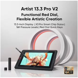   XP-PEN Grafikus kijelző - Artist 13.3 PRO V2 (13", IPS, 16:9, 1920x1080, 5080 LPI, PS 16k, 200 RPS, 9 gomb) fekete