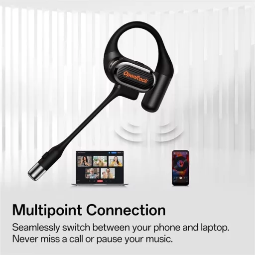 ONEODIO Sport Fejhallgató - OpenRock LINK 20 Black (premium, légvezetés, BT 6.0, fekete)