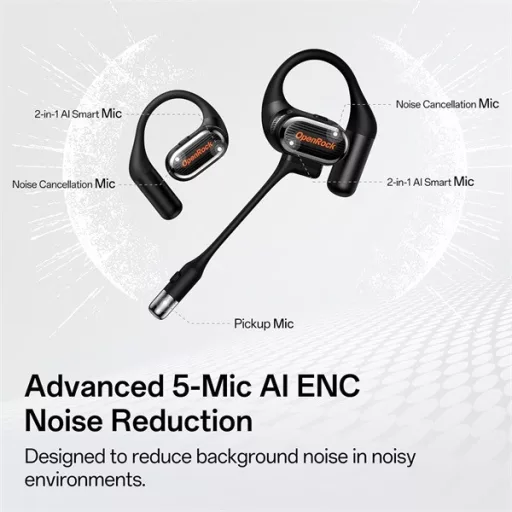 ONEODIO Sport Fejhallgató - OpenRock LINK 20 Black (premium, légvezetés, BT 6.0, fekete)