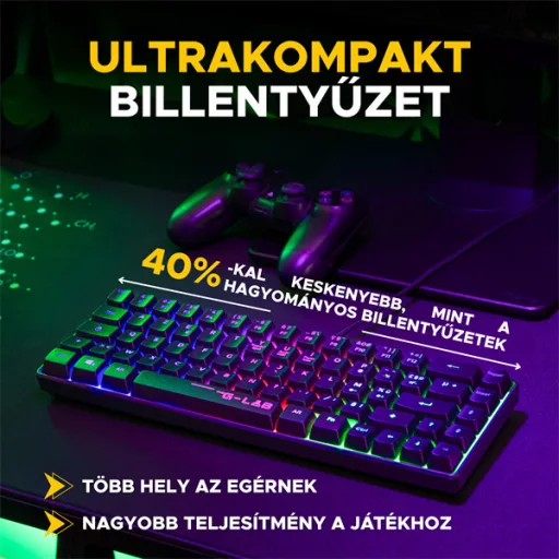 The G-Lab Gaming kit - 2 in 1 COMBO HYDROGEN B/HU (TKL billentyűzet, egér, 6200 DPI, RGB, USB-A, fekete, magyar)