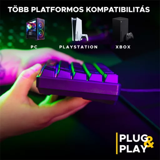 The G-Lab Gaming kit - 2 in 1 COMBO HYDROGEN B/HU (TKL billentyűzet, egér, 6200 DPI, RGB, USB-A, fekete, magyar)