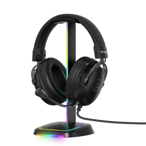 The G-Lab Fejhallgató állvány - K STAND NEON RGB H (fekete, USB-C, USB-A, univerzális, csúszásgátló, RGB)