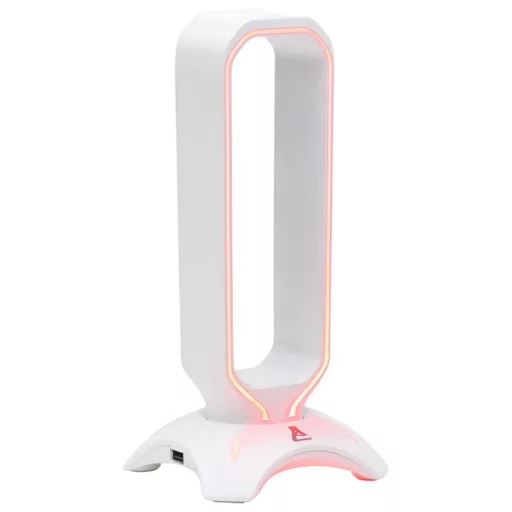 The G-Lab Fejhallgató állvány - K STAND RADON W  (fehér, 2xUSB3.0, műanyag)