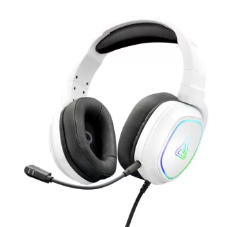   The G-Lab Fejhallgató - KORP RADIUM WHITE (mikrofon,USB, 3,5mm Jack, hangerőszabályzó, LED,nagy-párnás)