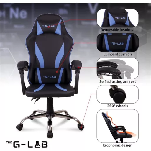 The G-Lab Gamer szék - KS NEON BLUE (kék; állítható magasság; áll. kartámasz)