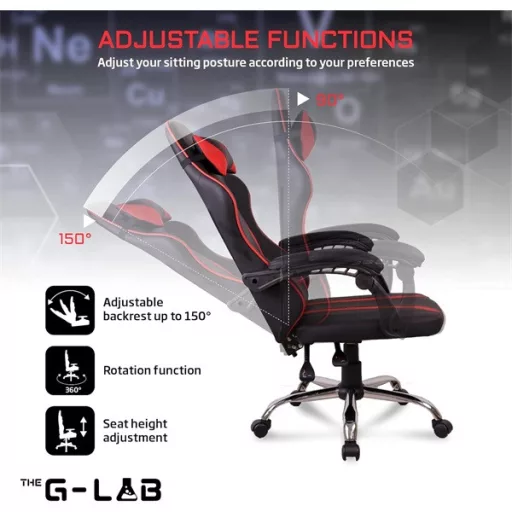 The G-Lab Gamer szék - KS NEON BLUE (kék; állítható magasság; áll. kartámasz)