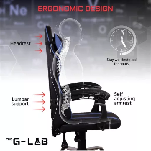 The G-Lab Gamer szék - KS NEON BLUE (kék; állítható magasság; áll. kartámasz)