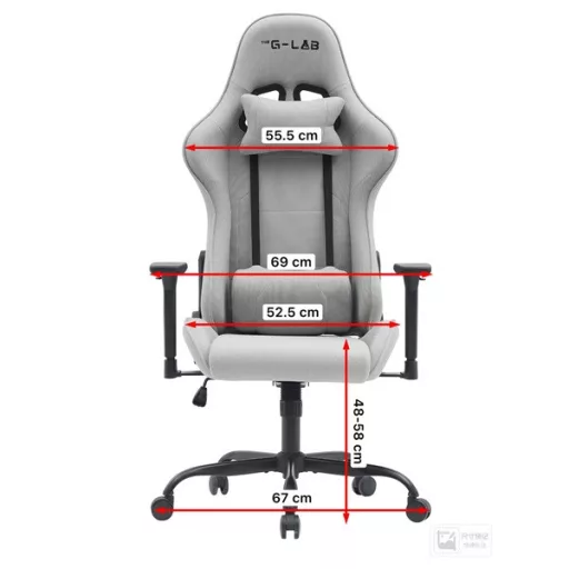 The G-Lab Gamer szék - KS PLATINIUM GREY (fekete; állítható magasság; áll. kartámasz)
