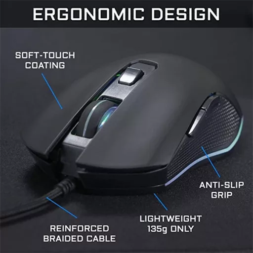 The G-Lab Gamer Egér - KULT HELIUM (3200 DPI, 6 gomb, makro, 1,8m kábel, RGB LED, fekete)